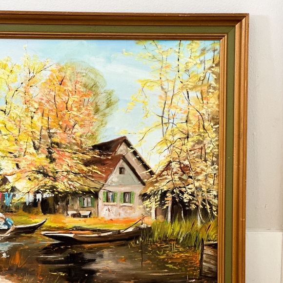 Vintage signed oil painting landscape - Picture 4 of 10